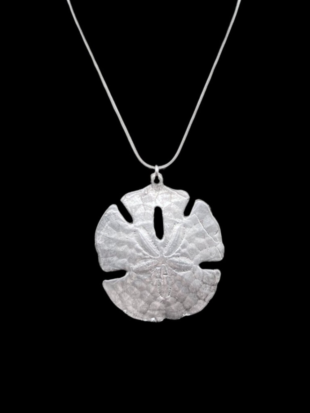 Vintage Pewter Sand Dollar Pendant Necklace Metske Designer Signed